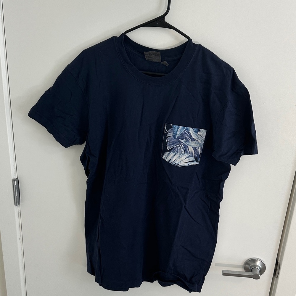 Naked & Famous Denim Dark Blue Tee with Leaf Pocket